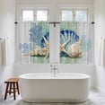 thumbnail image 4 of Blue Coastal Starfish Kitchen Curtain for Berdoom Living Room Cafe 54 Inch Length, Grey Sage Green Nautical Coral Summer Tiers Curtains Light Filtering Drapes Window Treatment 2 Panels 52"Wx54"L, 4 of 8