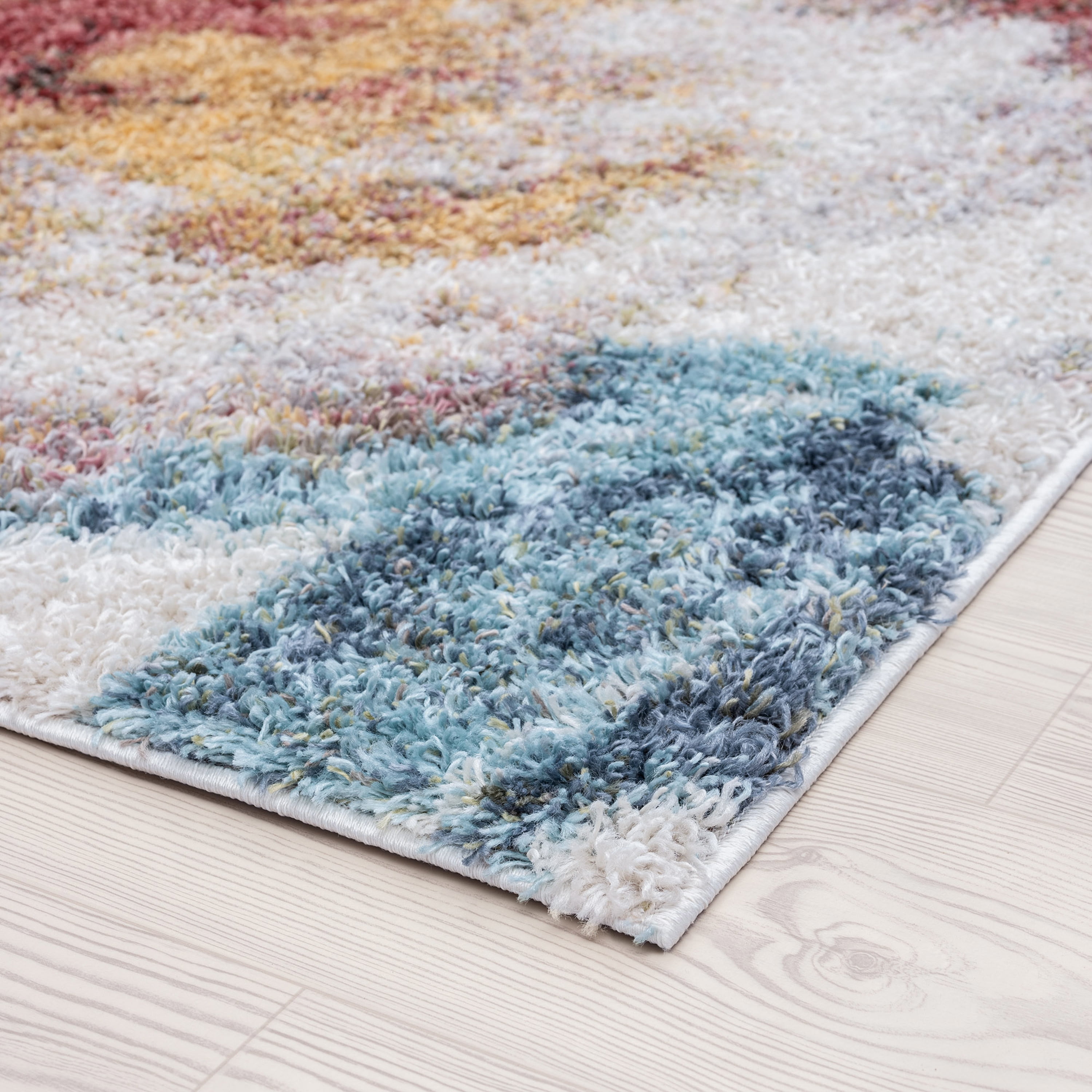 Shag 2x8 Area Rug Thick (2'2'' x 7'3'') Floral Multi-Color Indoor Runner Easy to Clean