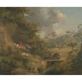 thumbnail image 2 of George Morland 23x20 Black Ornate Framed Double Matted Museum Art Print Titled: Foxhunting in Hilly Country, 2 of 5