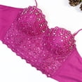 thumbnail image 7 of Tank Tops for Women,Lace Camisole Rhinestone Beaded Crop Top Belly Dance Corset Fishbone Bustier For Fashionable Layering,Camisole Tops for Women,Hot Pink,90, 7 of 7