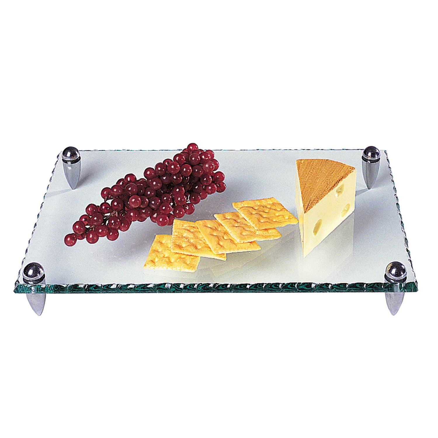14 x 9 Inch Rectangle Glass Tray with Hammered Edge