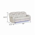 thumbnail image 2 of Benz LED & Power Reclining Sofa Made With Faux Leather in Ice/ White, 2 of 12