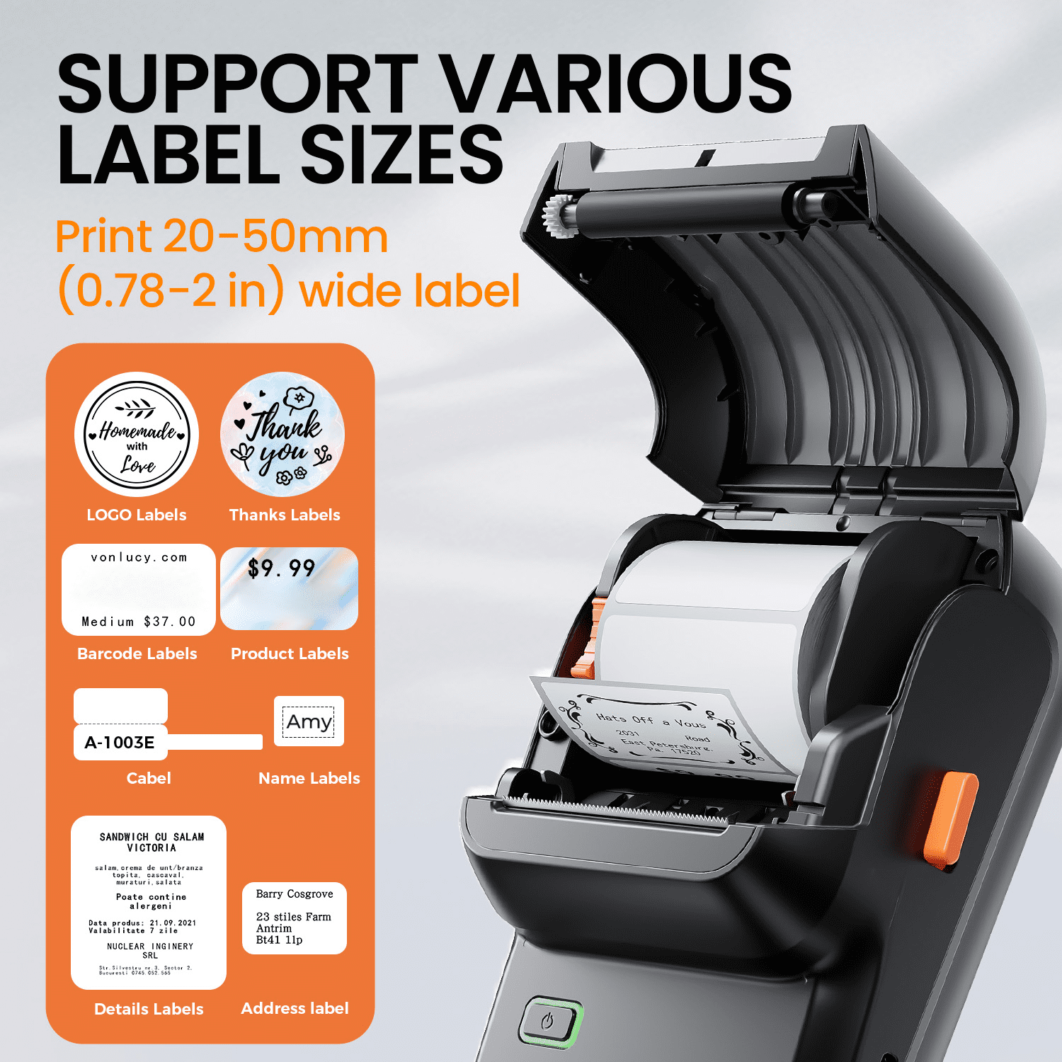 Phomemo M100 Portable Sticker Printer And 2 Roll Paper, Wireless Thermal Label Maker, Easy to Use, Prints 20-50 Mm Wide, for Home Office, School, Storage And Organization （Black）