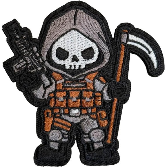 Tactical Grim Reaper Skull Patch, Hook and Loop Embroidered Patch Tactical Morale Patches for Molle Vest, Backpack, Jackets, Clothing, Hat, Bag, DIY Applique Accessories