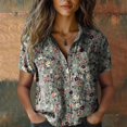 thumbnail image 2 of Shirts For Women Cotton Shirt Printed Fashion Down Shirts Casual Tops Short Sleeve Blouse Long Sleeve Shirts For Women, 2 of 4