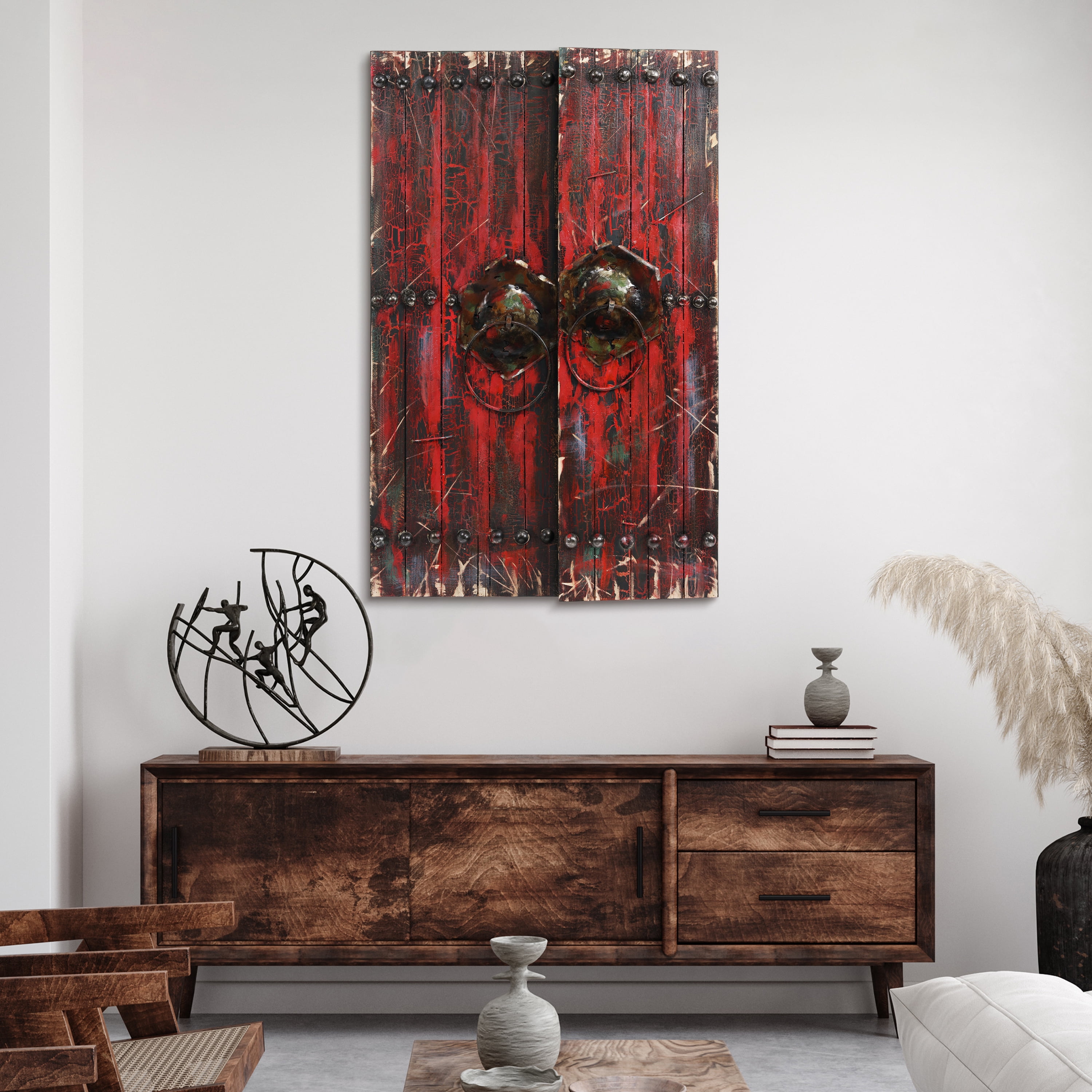 Empire Art Direct PMO-130322-4730 Primo Mixed Media Hand Painted Iron Wall Sculpture - Antique Wooden Doors 1