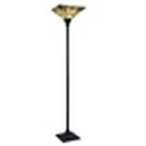 CHLOE Lighting KINSEY Tiffany-Style Blackish Bronze 1-Light Mission Torchiere Floor Lamp 14" Shade