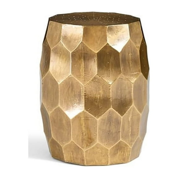 Posh Pollen Anna 18-Inch Height Gold Hexagon Wood End & Side Table - Brass