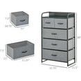 thumbnail image 3 of WYDK 5-Drawer Fabric Dresser Tower, 4-Tier Storage Organizer with Steel Frame for Hallway, Bedroom and Closet, Grey, 3 of 10