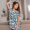 thumbnail image 3 of Naloa Cute Rabbit Easter Print Women Nightgowns,Womens Loungewear,Short Sleeve Sleepwear,Comfy Ladies Nightdress, 3 of 6