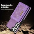 thumbnail image 6 of Tarise Galaxy S21 Plus Wallet Case Cover for Women Men, Glitter PU Leather Crossbody/Shoulder Strap RFID Blocking Kickstand Magnetic Clasp Phone Case for Samsung Galaxy S21+ 5G 6.7 inch 2021, Purple, 6 of 10