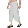 thumbnail image 2 of eloria Men's Dhoti Indian Men's Rayon Dhoti Aladdin Style Pants, Color: White | Free Size, 2 of 5