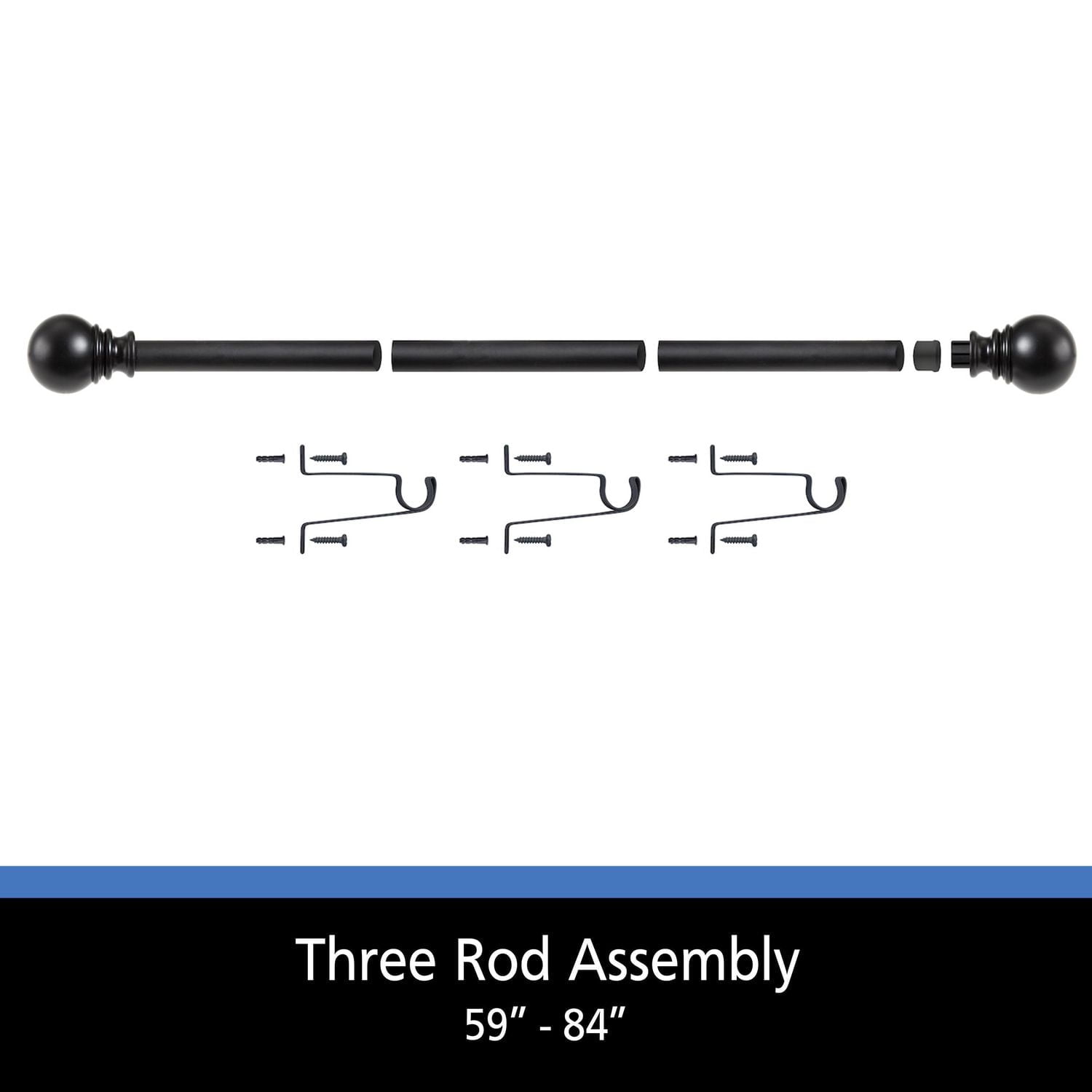 Mainstays 30-84” Adjustable Decorative Curtain Rod, 1” Diameter