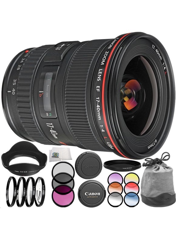 Canon EF 17-40mm f/4L USM Lens - International Version (No Warranty) 10PC Accessory Bundle. Includes 3PC Filter Kit (UV-CPL-FLD) + 4PC Macro Filter Set (+1,+2,+4,+10) + 6PC Graduated Filter Kit + Vari