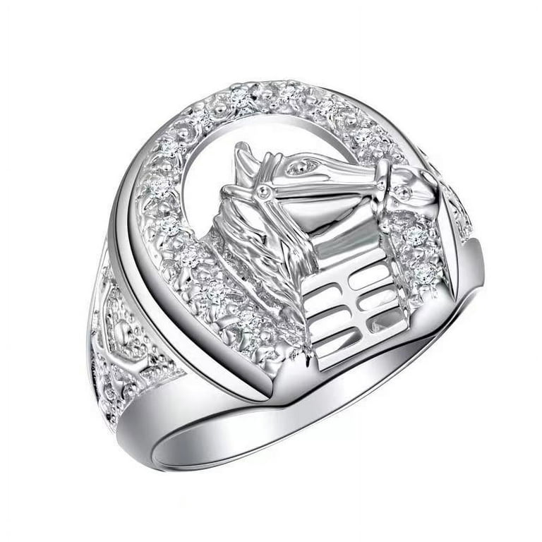 RYLOS Mens Rings Sterling Silver Designer Lucky Horseshoe RYLOS Mens Rings Sterling Silver Designer Lucky Horseshoe