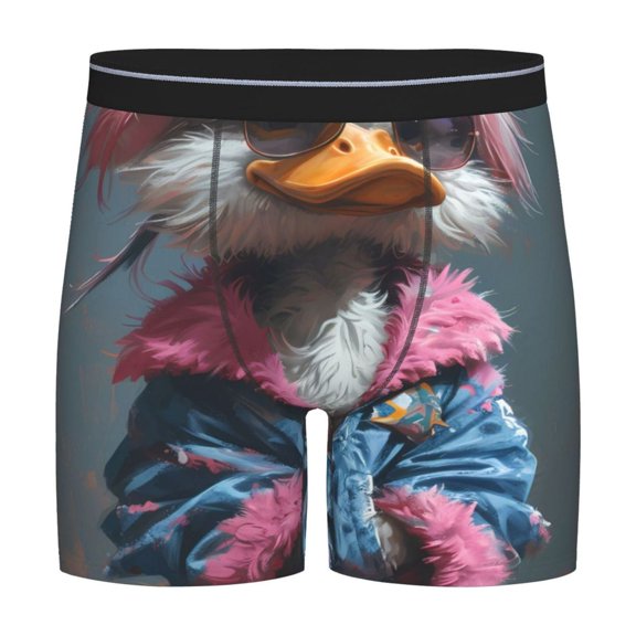 Xecao Lady Duck Print Boxer Briefs for Men's Stretch Moisture-Wicking Underwear, Mid-Rise Classics breathable fabric