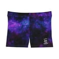thumbnail image 2 of Women's Black & Purple Galaxy High-Waisted Shorts, 2 of 6