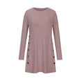 thumbnail image 6 of Brondbend Womens Fashion Dresses Long Sleeve Crew Neck Casual Solid Color Button Maxi Dress Lounging Dresses Breathable Skirts Date 50% off Clear Pink Summer Skirts Size-XL, 6 of 6