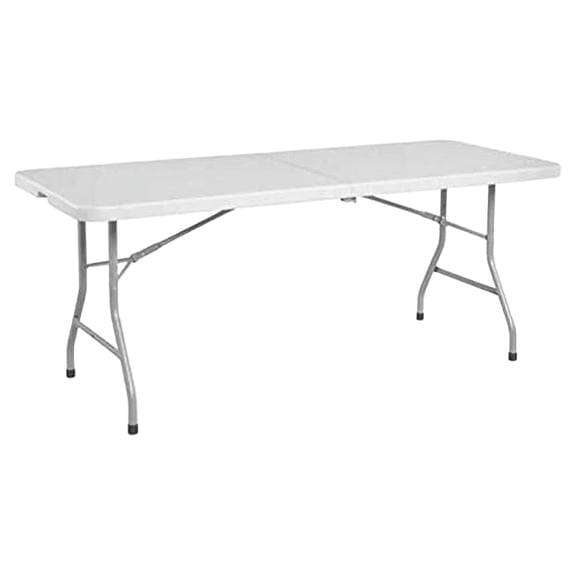 New Home Era Fold Up Table – 6 ft Plastic Folding Table for Picnics, Parties, Camping – Outdoor Table with Carrying Handle – Bi-Fold Rectangular Design – Lightweight and Durable