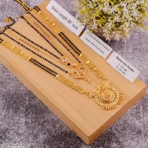 Traditional Gold-Plated Bridal Mangalsutra Set with Earrings Indian Wedding Jeweley For Womens