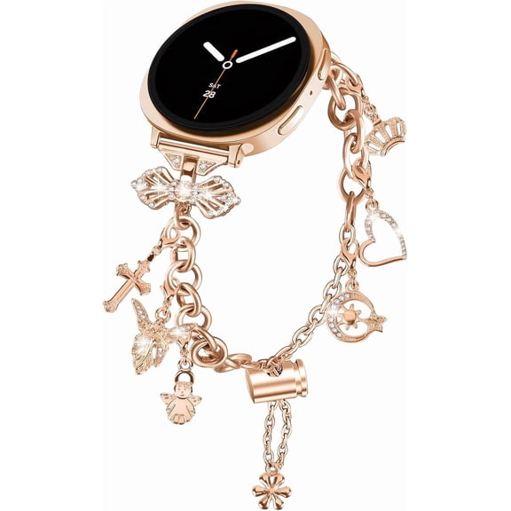 HCTian Bling Bands Compatible with Samsung Galaxy Watch 8 40mm 44mm/Galaxy Watch 8 Classic 46mm 2025,Metal Diamond Jewelry Strap, Charms Adjustable Bracelet for Women