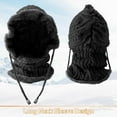 thumbnail image 2 of Aooww Women Winter One Piece Beanie Hat Slouchy Fleece Balaclavas Face Mask Neck Scarf Set Earmuff Ski Snow Knit Hats, Black, 2 of 5