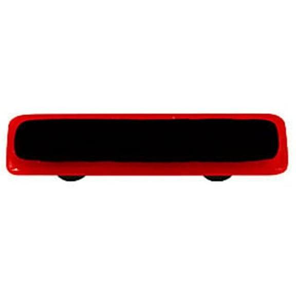 Hot Knobs HK5051-PB Brick Red Border with Black Rectangle Glass Cabinet Pull - Black Post