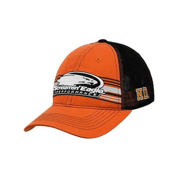 Harley-Davidson™ H-D Mens Screaming Eagle Vintage Stripe Mesh Orange  Baseball Cap