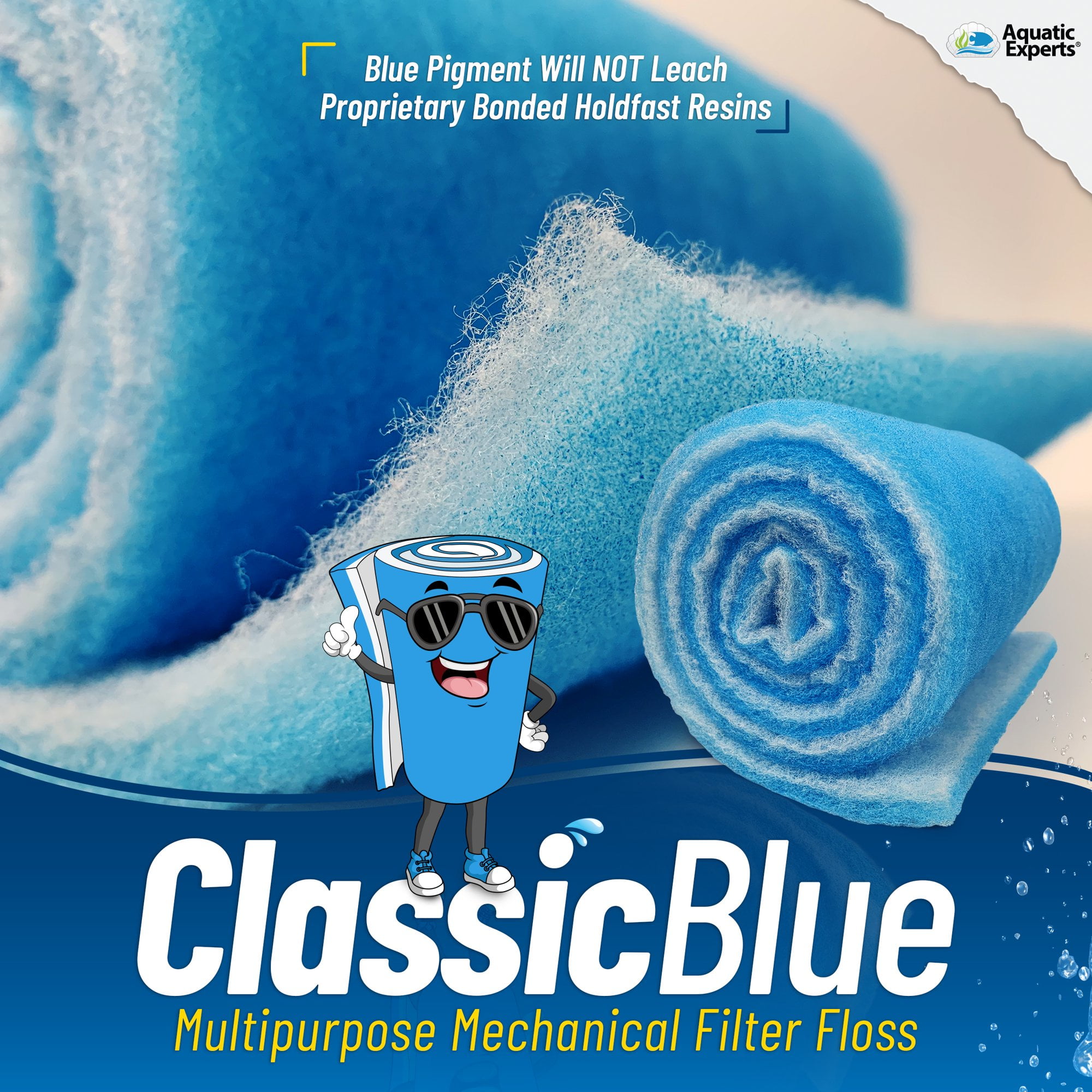 ClassicBlue Bonded Freshwater and Saltwater Safe Aquarium Filter Pad 0.75  Thick, 12'' x 24' 