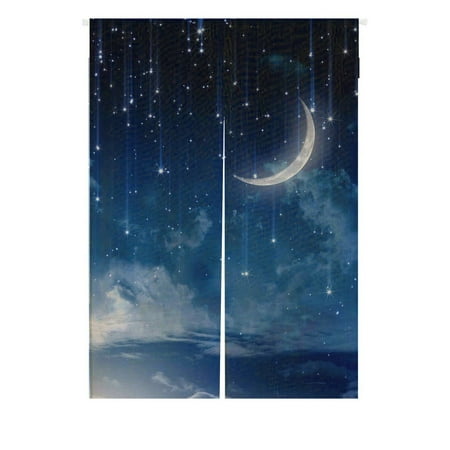 Night Door Curtain - GCKG Moon Star In Blue Sky Beautiful Night Doorway Curtain Japanese Noren Curtains Door Curtain Entrance Curtain Size 85x120 CM