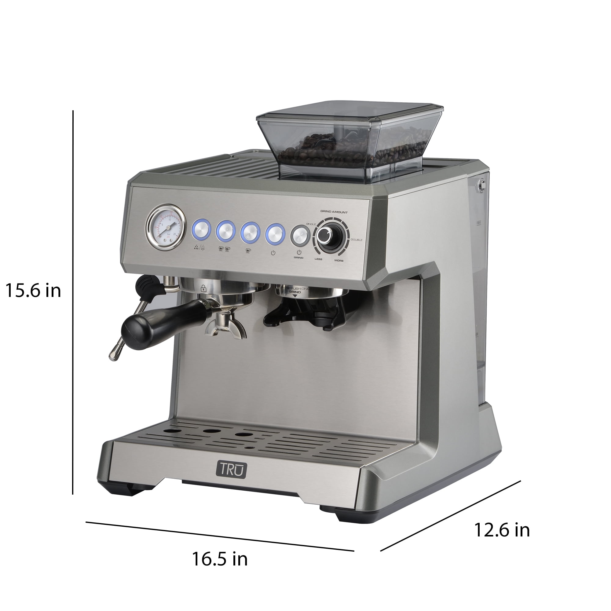 Tru 15-Bar Semi-Automatic Touch Screen Espresso Maker - Silver