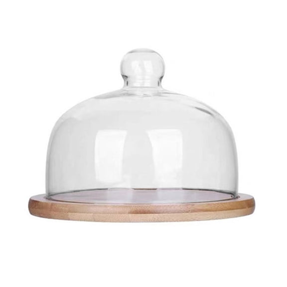 Viveous Glass Dome Cake Stand Set with Clear Flower Dome Covers for Birthday Wedding Christmas Party Cupcake Candy Display Plate