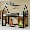 thumbnail image 2 of Leumius Twin Size Loft Bed,House Shape Metal Bed with Sturdy Frame, Space-Saving Design and Playhouse Style for Kids' Bedroom Black, 2 of 9