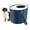 white/navy, variant on IRIS USA Large Stylish Round Top Entry Cat Litter Box with Scoop, Curved Kitty Litter Pan with Litter Particle Catching, Navy/White