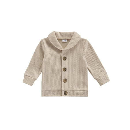 

Seyurigaoka Babies Solid Color Coat Long Sleeve Button-down Knitted Cardigan