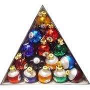 Kurt S. Adler Kurt Adler 40mm Medallion Collection 15 Piece Glass Pool Balls Ornaments, Multi-Colored