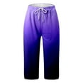 thumbnail image 3 of BLOCLOALO Yoga Pants Stretch Pants Leggings with Pockets Knee Length Petite Summer Lightweight High Waisted Athletic Workout Yoga Pants Capri Pants Drawstring Pants Joggers for Women Purple Xl, 3 of 4