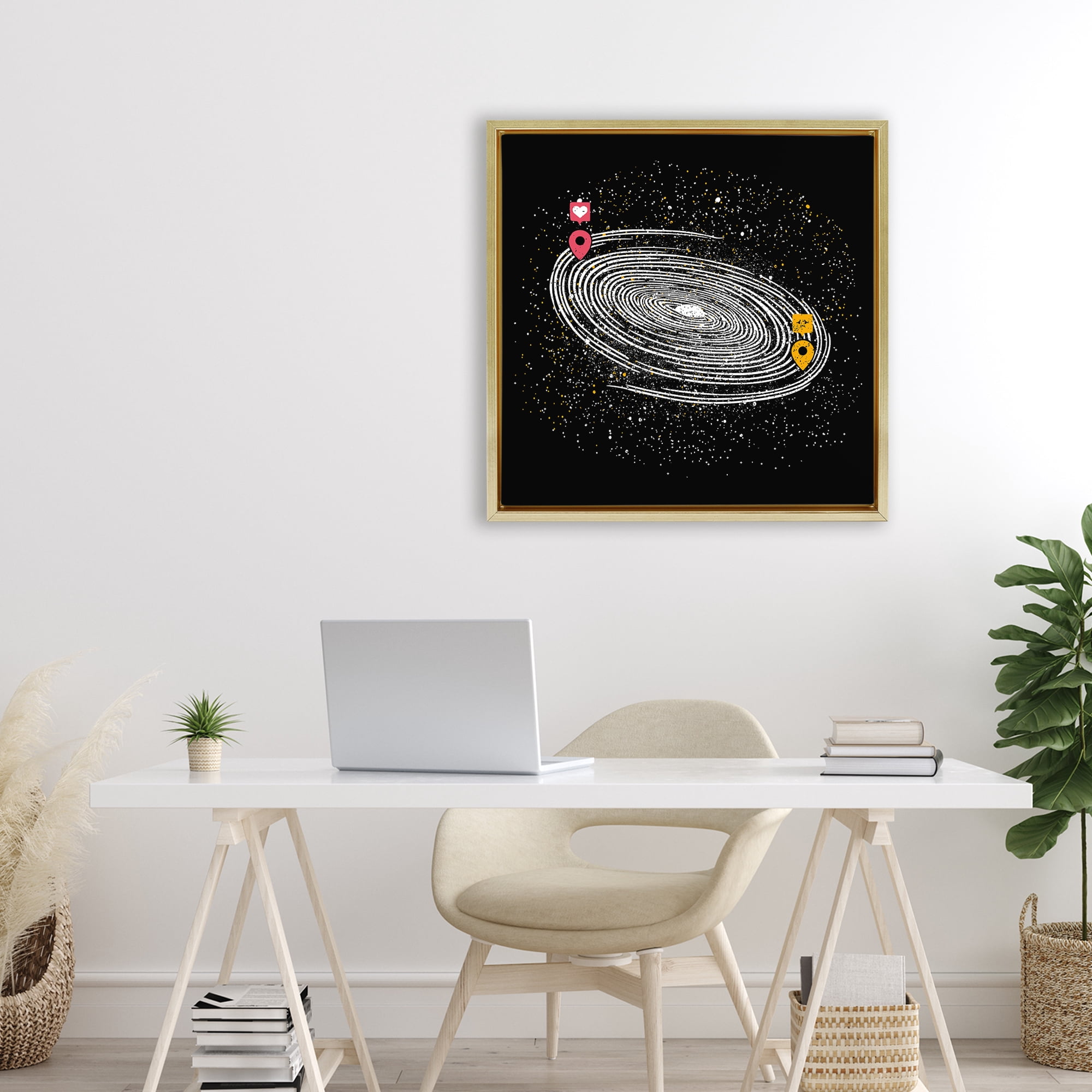 Stupell Industries Love Long Distance Gold Framed Floater Canvas Wall Art, design by Tobe Fonseca