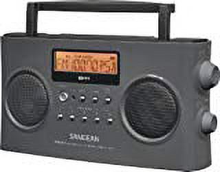 sangean pr-d15 fm-stereo/am rechargeable portable radio with handle (gray) - image 2 of 2