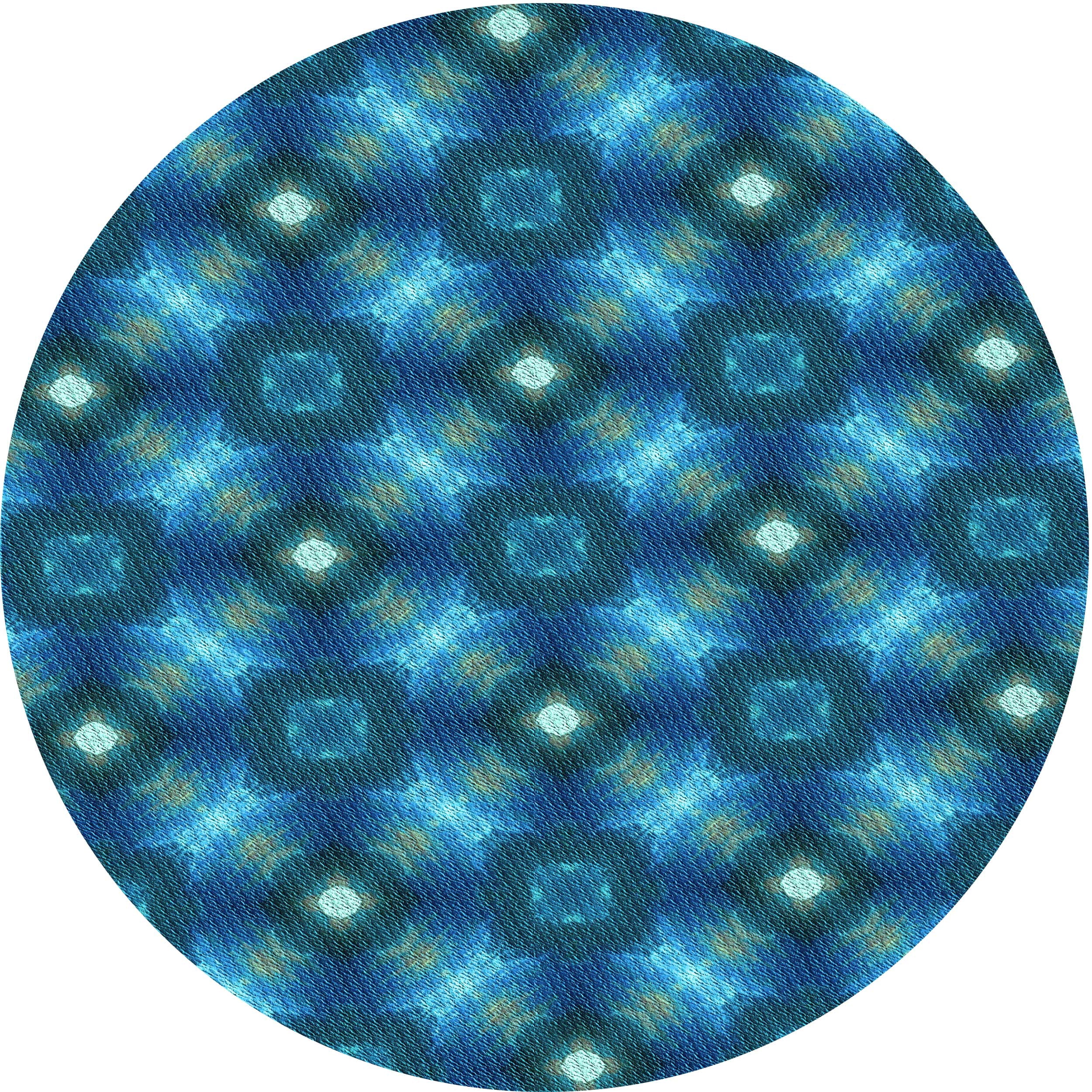 Ahgly Company Indoor Round Patterned Blueberry Blue Area Rugs, 6' Round ...