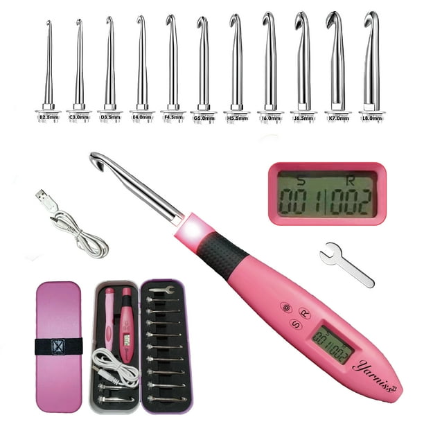 Yarniss Counting Crochet Hooks Set with Light, 11 Size Metal Lighted