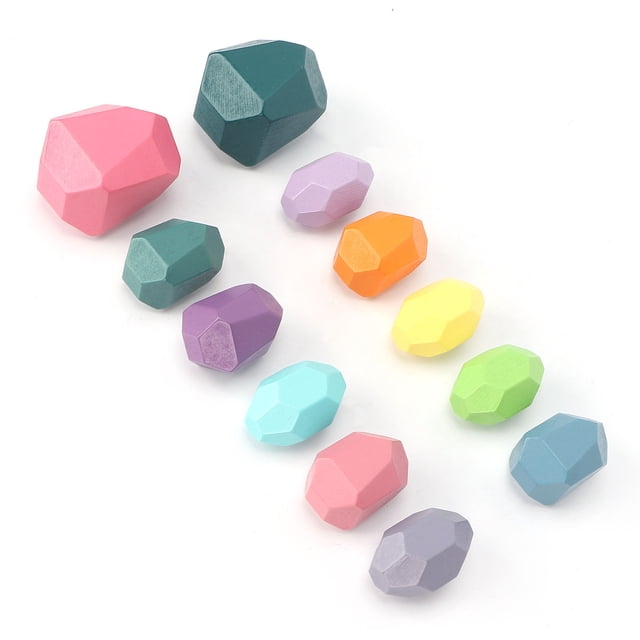 Bloques De Equilibrio De Roca De Madera, Bloques De Piedra De Cultivo De Imaginación De Habilidades Prácticas Para El Hogar Para Niños YLSHRF Wooden Blocks Stones