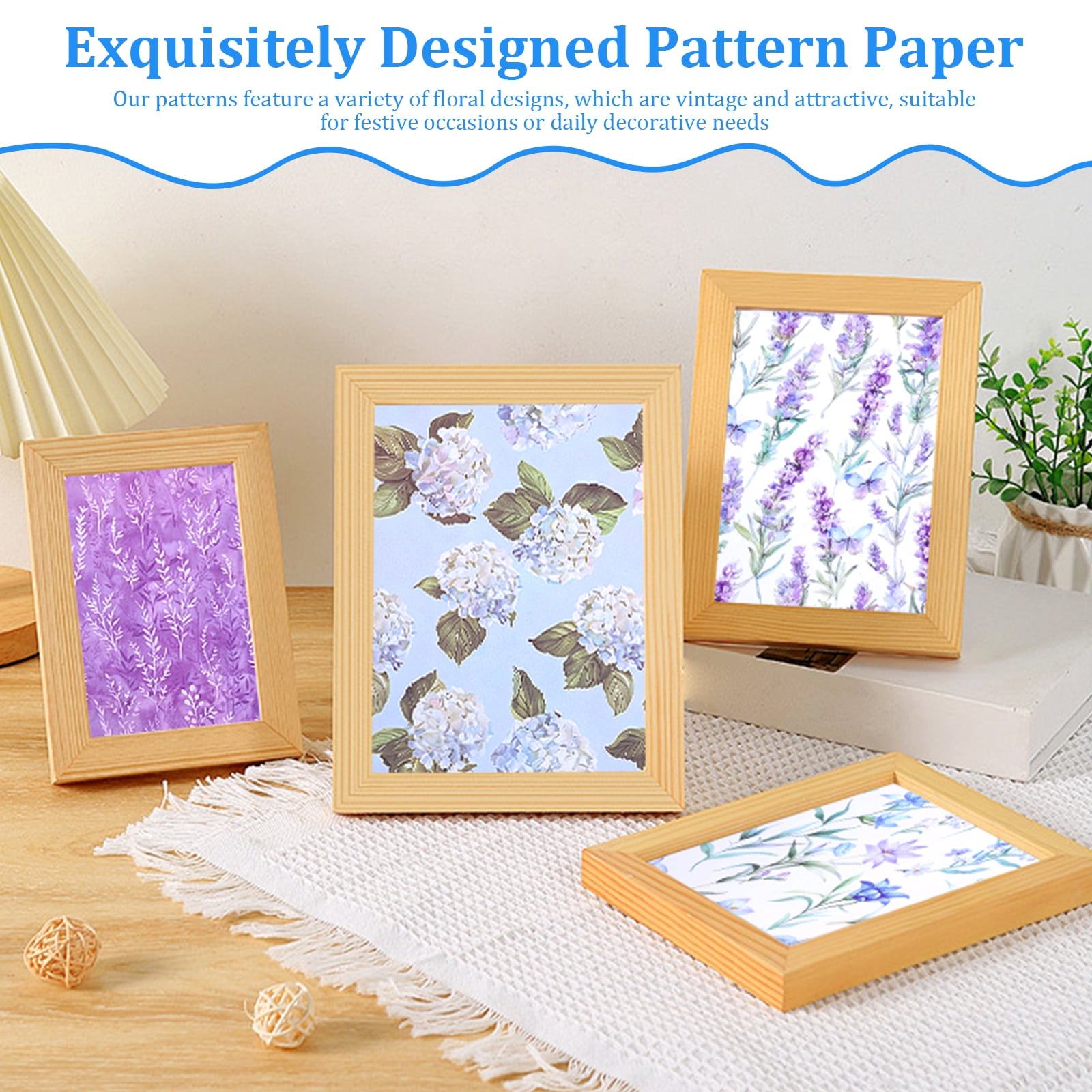 48Pcs Vintage Floral Scrapbook Paper Set Double Sided Flower Pattern Decorative Craft Paper for Birthday DIY Card