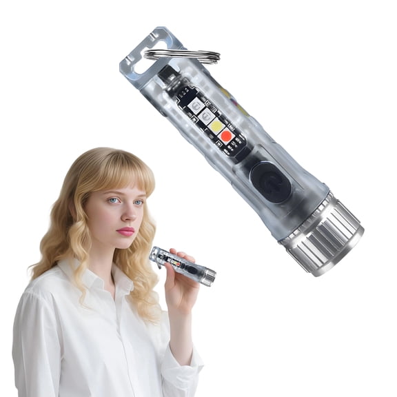 HIBIBUD White Keychain Flashlight,TYPE-C Fast Charge Multi-Light Modes for Camping&Emergency