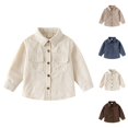 thumbnail image 3 of YunPes Toddler Boys Corduroy Shirt Collared Long Sleeve Shirt with Button Down Kids Loose Casual Cardigan Blouses Shacket Coat, 3 of 7