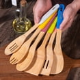 thumbnail image 7 of Colorful Bamboo Wooden Spoons for Cooking, 6-Piece Kitchen Utensil Set – Nonstick Cooking Tools with Lightweight Wood Spatula & Spoon – Apartment Essentials & Gift Idea, 7 of 7