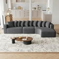 thumbnail image 5 of 131.1-Inch Chenille Sectional Sofa Set With 10 Pillows, Modern L-Shaped Curved Living Room Sofa, Right Chaise Cloud-Style Fabric Corner Couch, 5 of 9