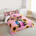thumbnail image 3 of Manfei Cartoon Highland Cow Bedding Comforter Set 2pcs for Preppy Child,Geometric Plaid Grid Twin Comforter Sets Microfiber,Farmhouse Sunflower Animal Breathable Bedding Set,Lightweight Room Decor, 3 of 8