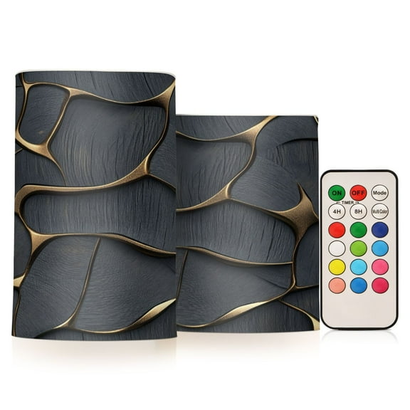 ALAZA Marble with Golden 2 PCs LED Flickering Flameless Candles with Remote Timer Battery Operated Candle