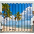 thumbnail image 1 of YUSDECOR Palm trees Beach Key West blue sky ocean water Florida Practical heat insulation Shading Window Curtain Size 52(W) x 84(H) inches(Two Piece), 1 of 1
